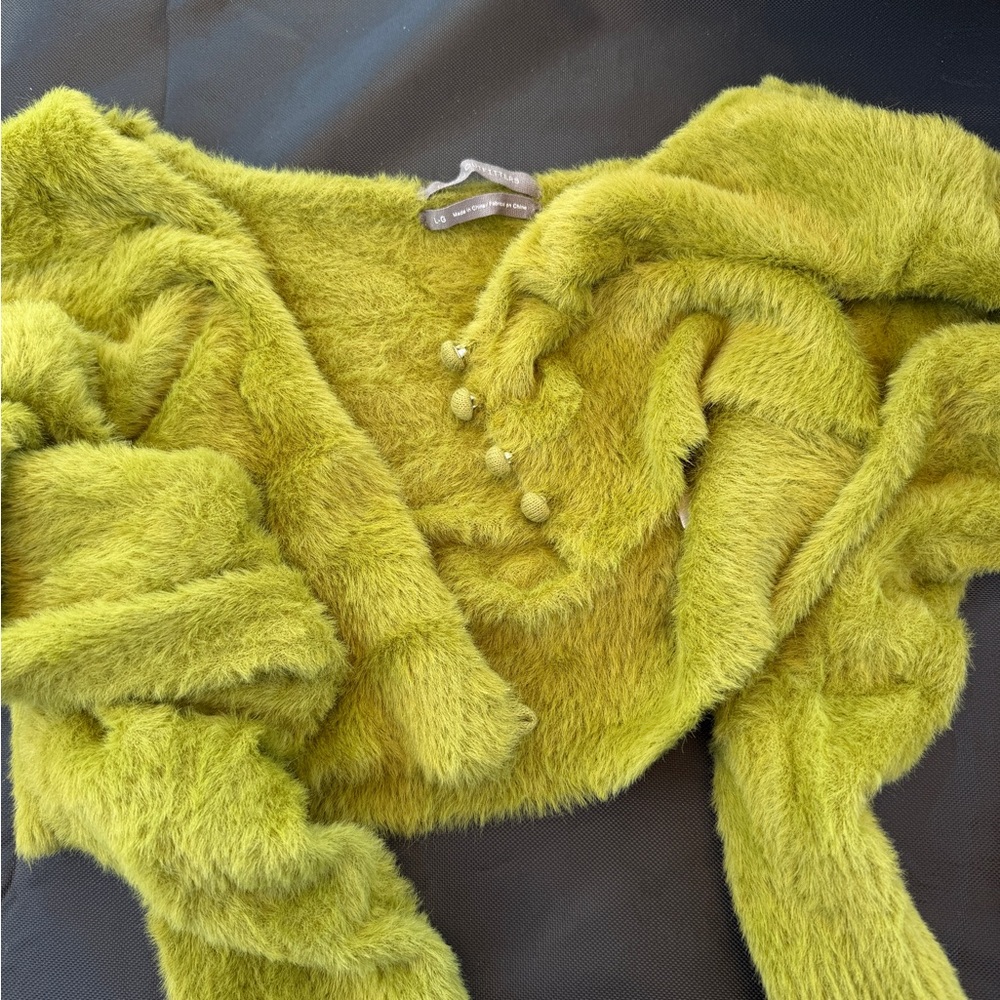Urban Outfitters Lime Fuzzy Cardigan